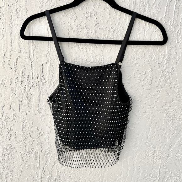 Opening Ceremony Black and White Mesh Crop Top - Picture 2 of 10